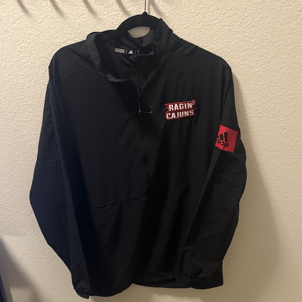 Adidas Louisiana Ragin’ Cajuns Black 1/2 zip pullover windbreaker L